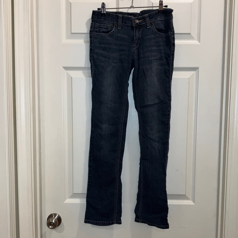 Refuge Bootcut Jeans Juniors Size 5 Dark Wash Embroidered Pockets Denim